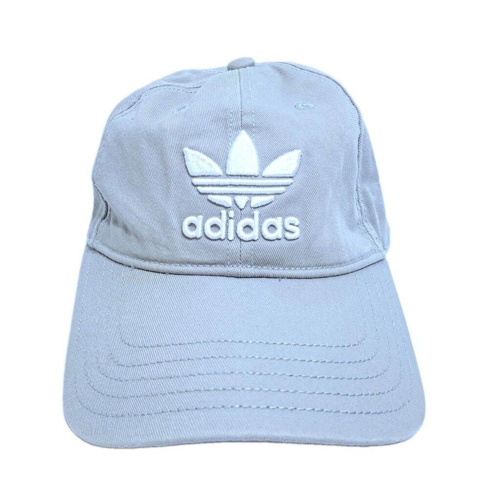 Adidas Hat Cap StrapBack Gray White Logo Sports Running Run Gym Trefoil